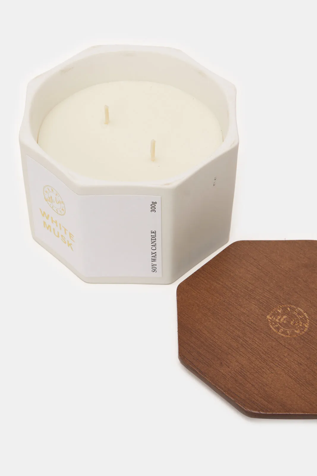 White Musk Scented Candle Jar With Lid (Medium)