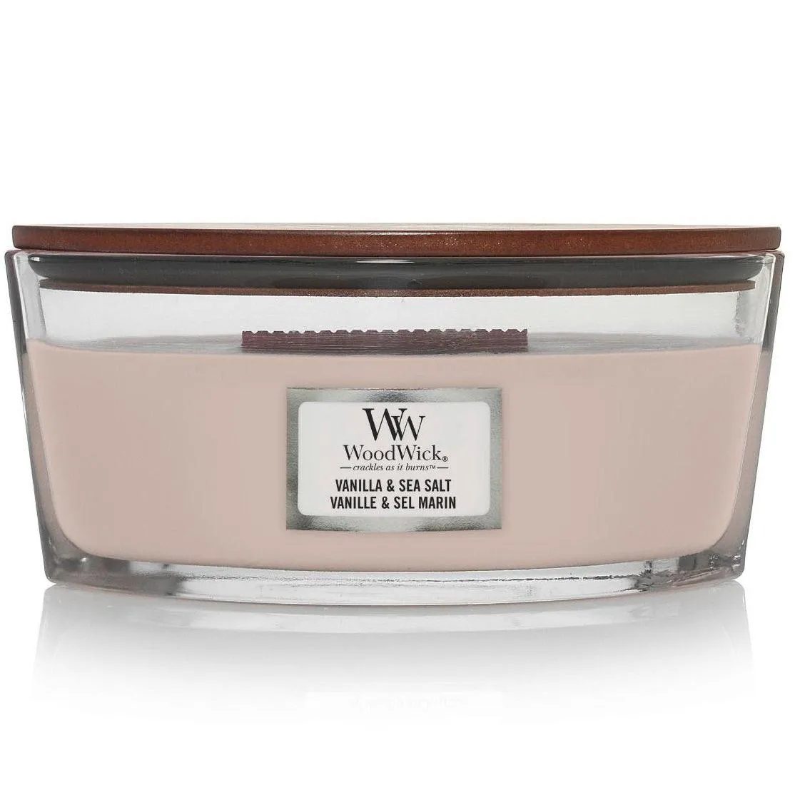 WoodWick Vanilla & Sea Salt Candle Crackles As It Burns Ellipse Hearthwick