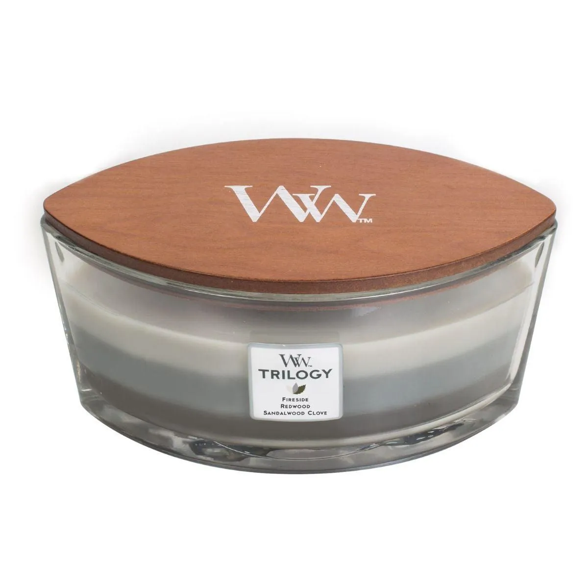 WoodWick Warm Woods Trilogy Candle Crackles As It Burns Ellipse Hearthwick