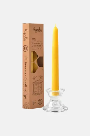 Yellow Beeswax 8" Taper Candles, Box of 4